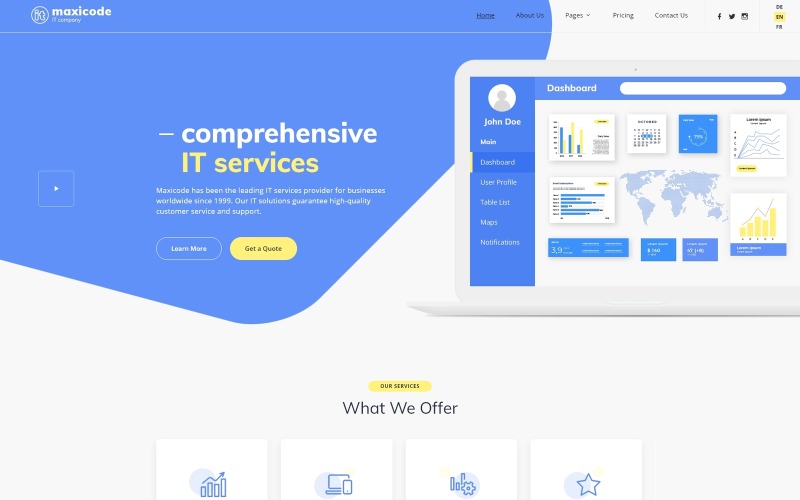 Maxicode - Modello di sito Web HTML creativo multipagina per società IT