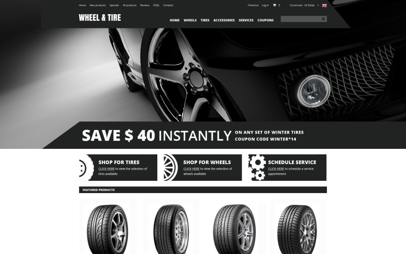 Plantilla ZenCart de ruedas y neumáticos