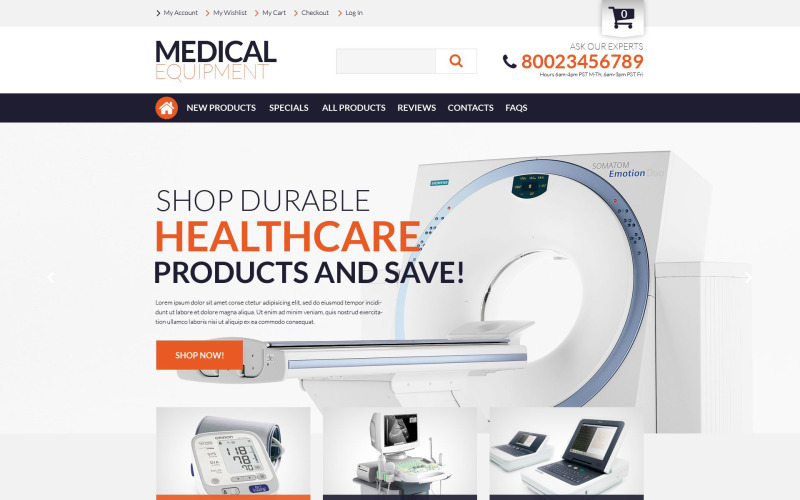 Plantilla ZenCart de suministros médicos