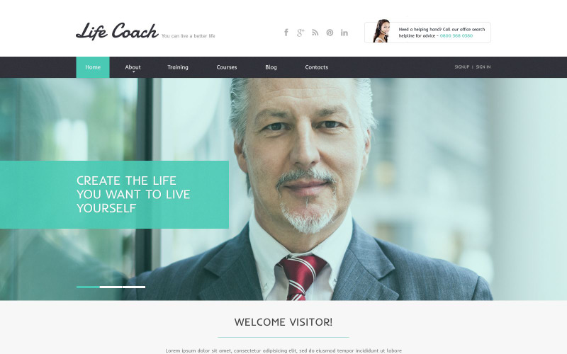 Responsieve websitesjabloon voor Life Coach