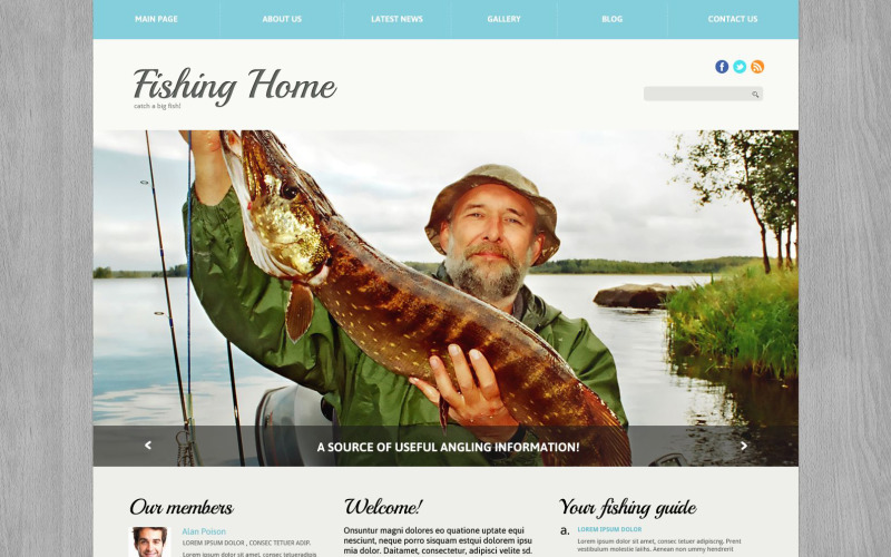 Риболовля адаптивний шаблон Joomla