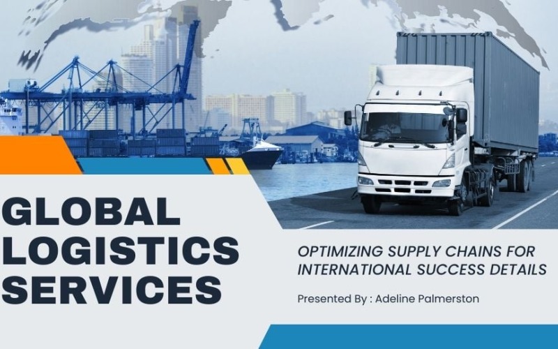 Blå vit orange och gul geometrisk logistik PowerPoint-mall