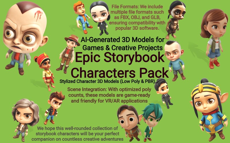 Epic Storybook karaktercsomag 3D-s modell