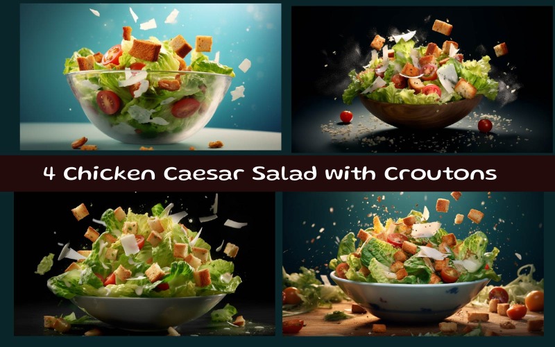 鸡肉凯撒沙拉配面包丁