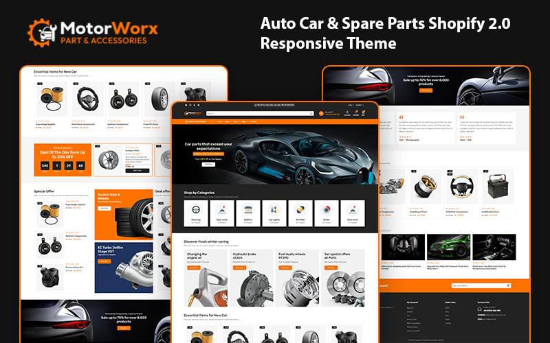 MotorWorx – точно настроенная тема Shopify для автозапчастей и автомобильных аксессуаров