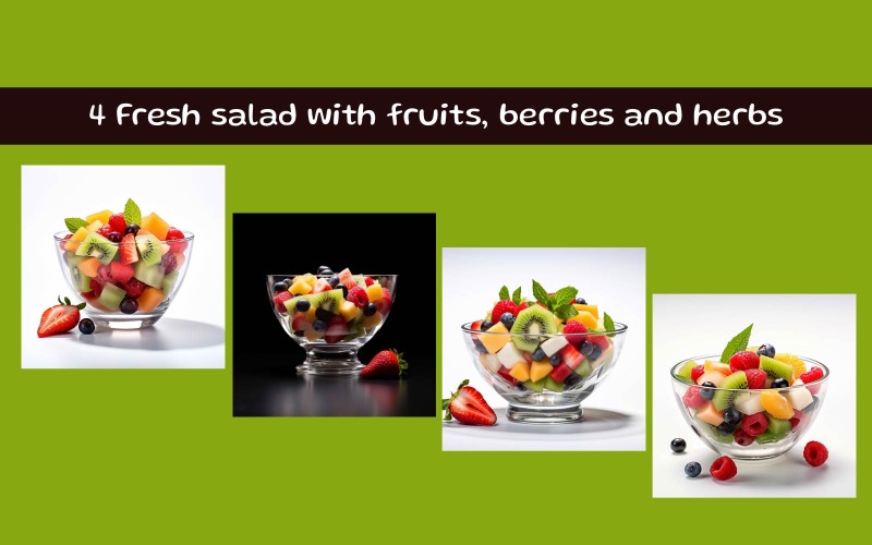Salada fresca com frutas, frutas vermelhas e ervas