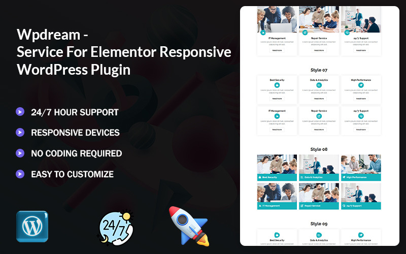 Wpdream - Servicio para el complemento Elementor de WordPress