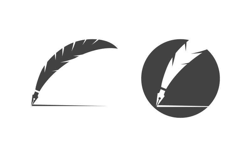 Modèle de conception de logo d'écrivain de plume de stylo v.17