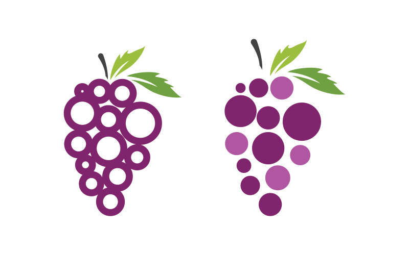 Modello di progettazione dell'illustrazione del logo dell'icona del frutto dell'uva v.2