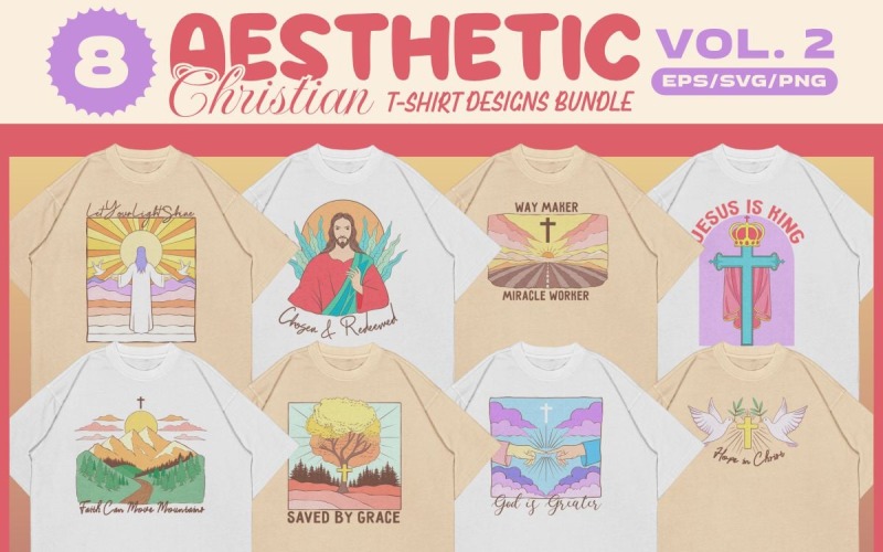 Ästhetische christliche T-Shirt-Designs Bundle Vol. 2