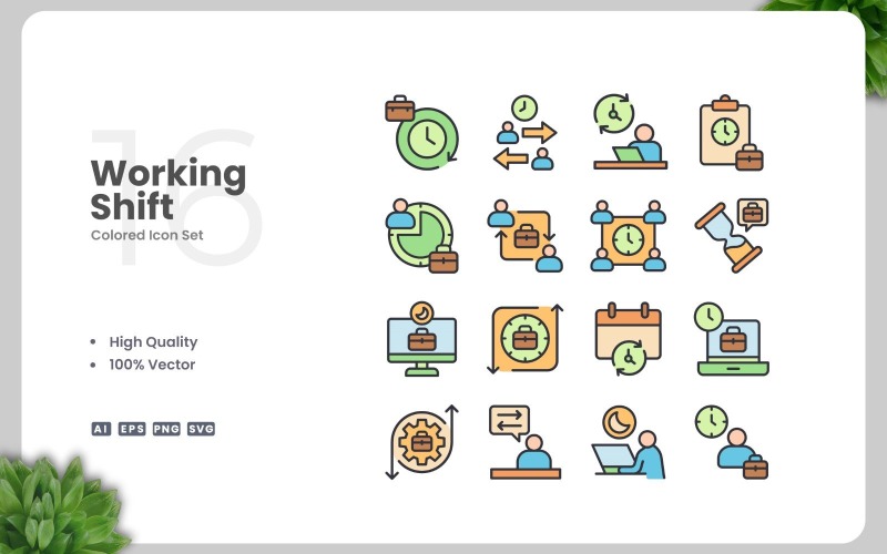 Набір 16 робочих змін кольорових іконок