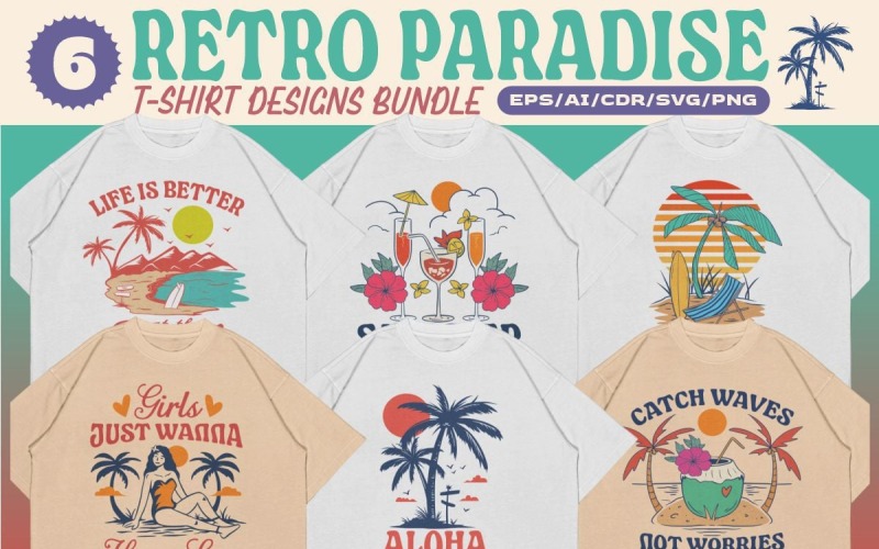 Retro Paradise Tişört Tasarımları Paketi