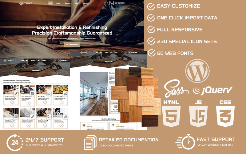 Timbra - Ahşap Döşeme Hizmetleri WordPress Teması
