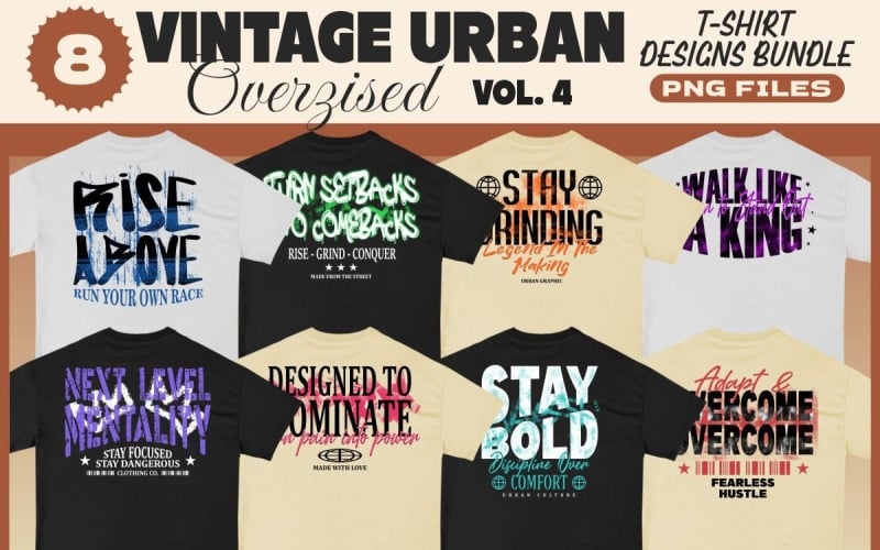 Vintage Urban Oversize T-shirt Designs Bundle Vol. 4