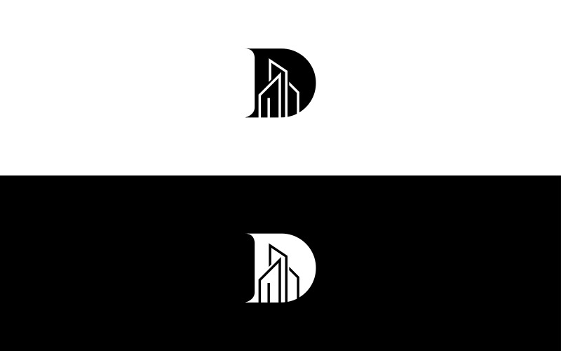 Logo immobiliare D - Modello di logo immobiliare con lettera D - Logo D per attività immobiliari e immobiliari