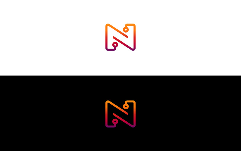 Futuristický design loga písmene N – technologie Tech Line N Logo Gradient Line Letter N Logo
