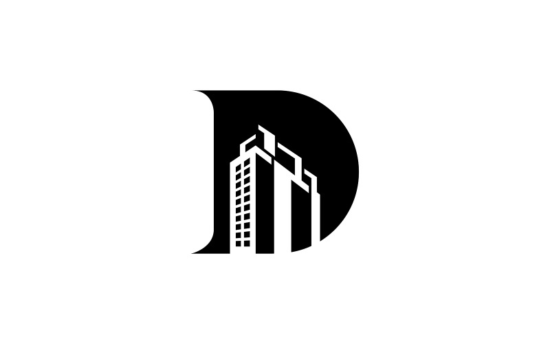 Letter D Logo with Real Estate Elements - Template Modern Letter D Logo Design Real Estate