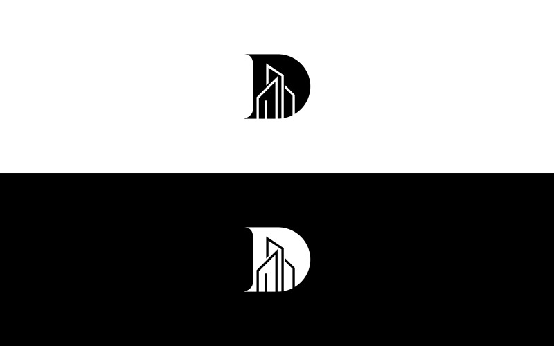 Litera D Logo nieruchomości Elegancki projekt logo litery D Profesjonalny projekt logo litery D z nieruchomościami