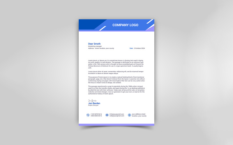 Moderní Minimal Hlavičkový Papír - Design hlavičkového papíru Corporate Identity - Oficiální hlavičkový papír