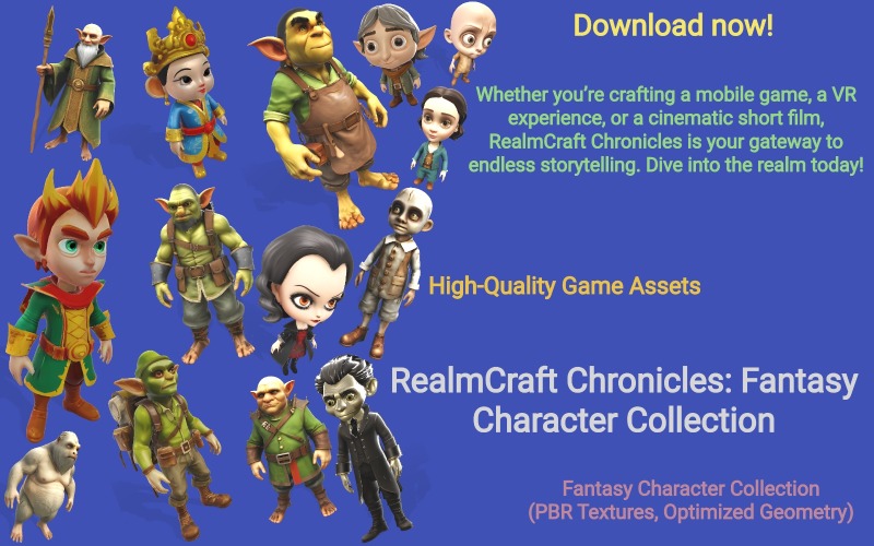 RealmCraft Chronicles: Kolekcja postaci fantasy Model 3D