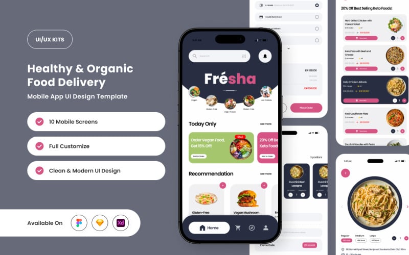 Fresha – Plantilla de diseño de app de comida de origen vegetal