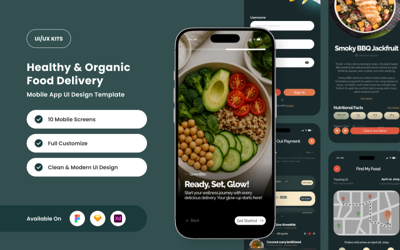 GreenBite – шаблон дизайну програми доставки органічних страв