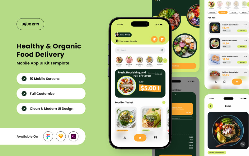Leafora – Modèle de conception d'application alimentaire écologique