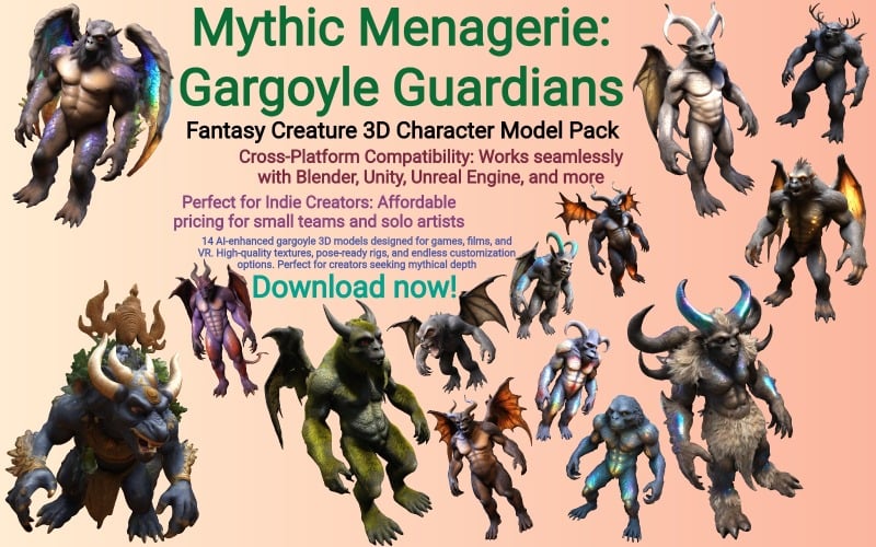 Мифический зверинец: 3D-модель стражей-горгулий