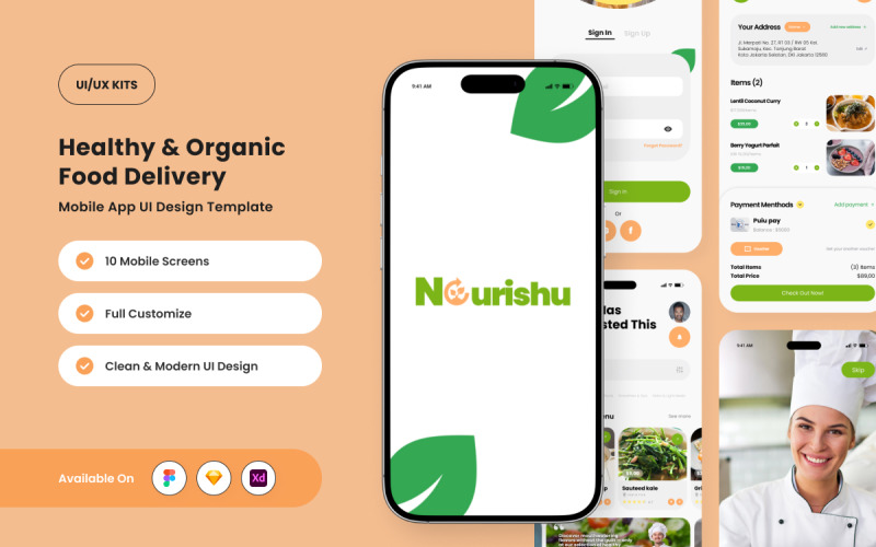 Nourishu – Healthy Meal Planner App Design Template