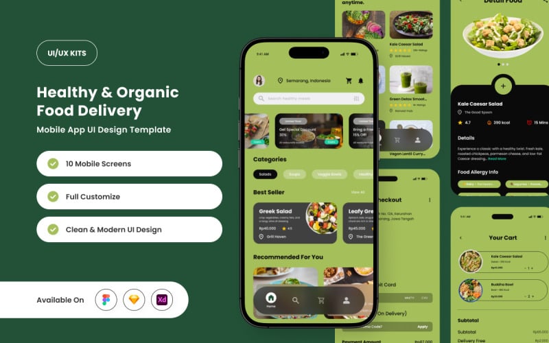 PureBite – Designvorlage für Essensliefer-Apps