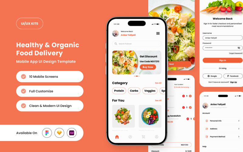 Savora – Ontwerpsjabloon voor app voor plantaardige voedselbezorging