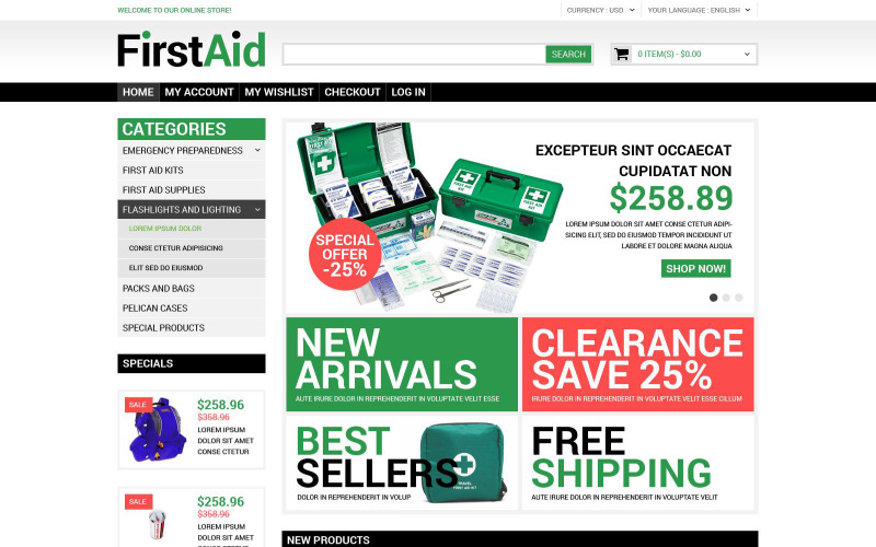 медицинские принадлежности magento тема