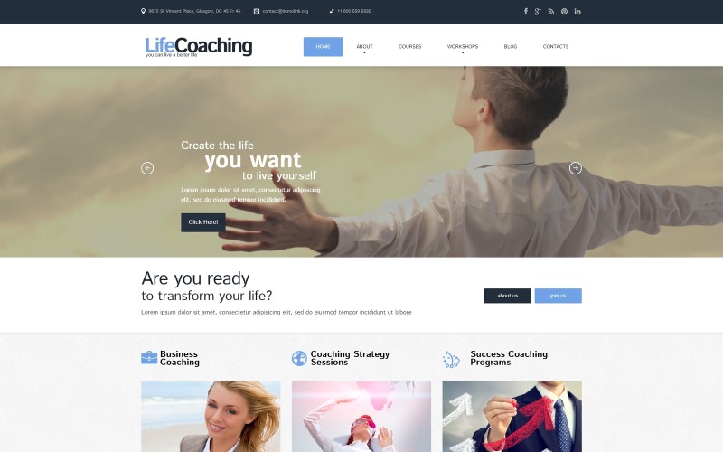 Tema WordPress responsivo do Life Coach