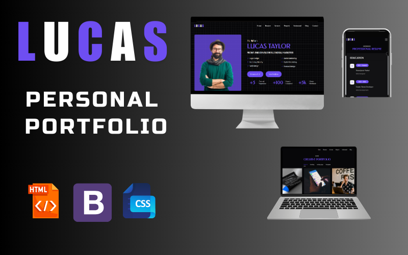 Lucas - Osobní portfolio HTML přistávací šablona