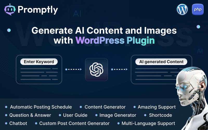 Promptly - AI İçerik ve Görüntü Oluşturucu WordPress Eklentisi