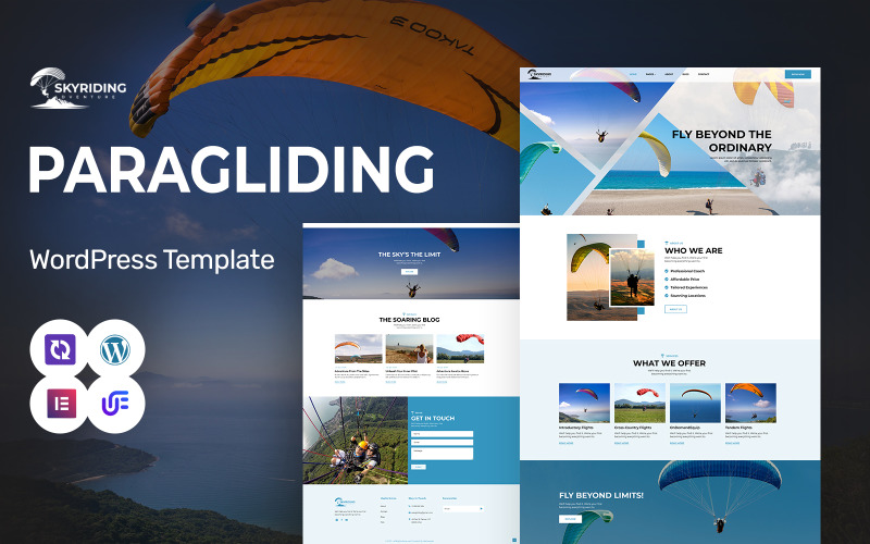 Skyriding - Club de Parapente y Sky Adventures - Tema Elementor de WordPress