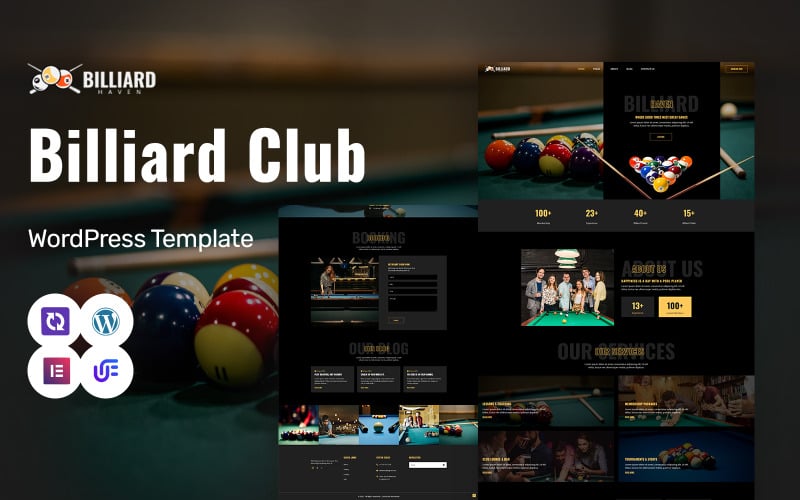 Billiard Haven – Thème WordPress Elementor pour club de billard