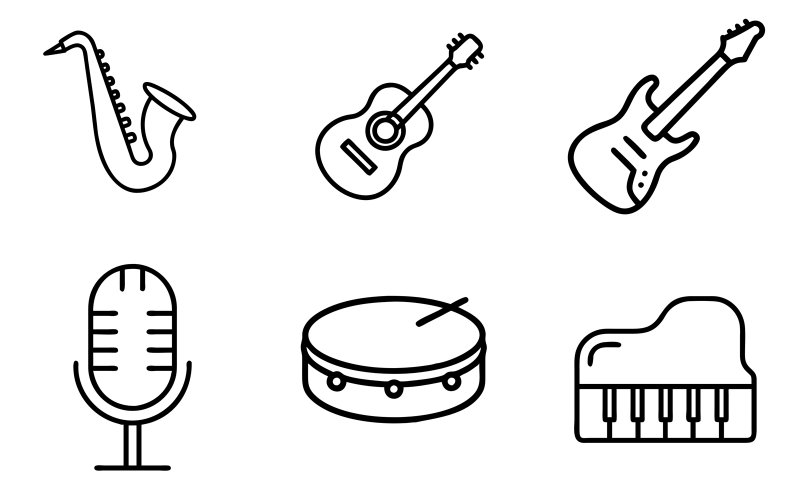 Musikinstrument ikoner komplett