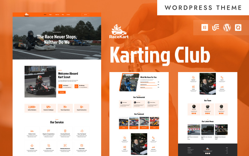 RaceKart - Thème WordPress Elementor pour karting et courses automobiles
