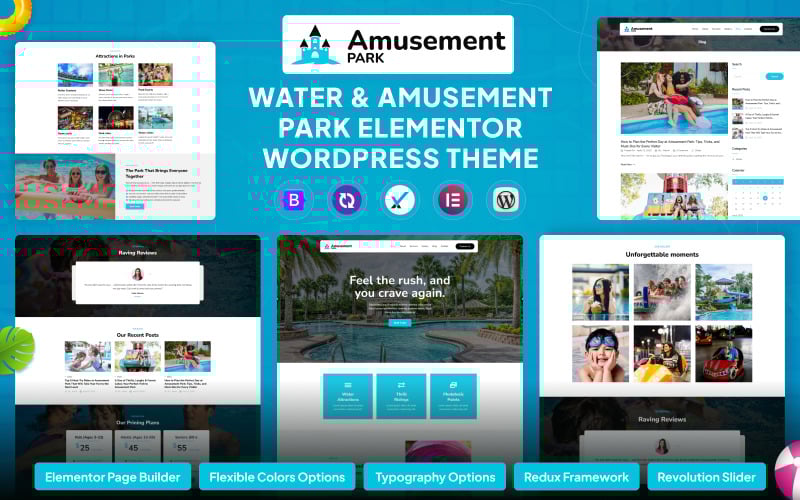Tema WordPress Elementor para Parque de Diversões