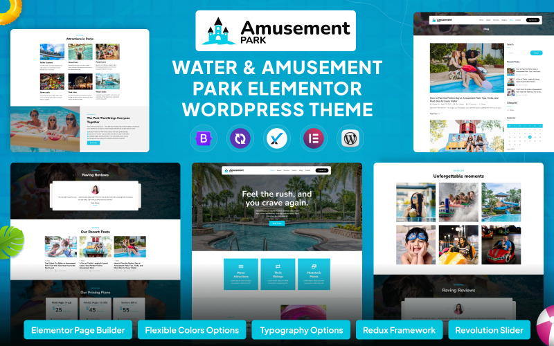 Tema WordPress Elementor per parchi di divertimento