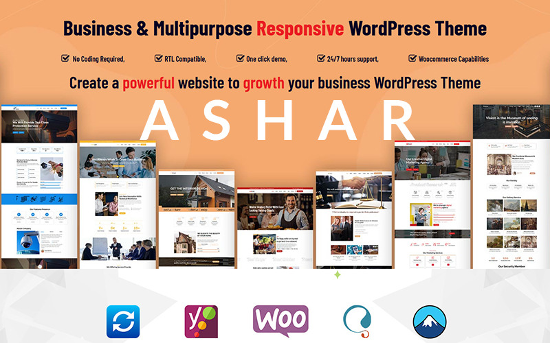Ashar – Responsivt WordPress-tema för företag och mångsidiga ändamål