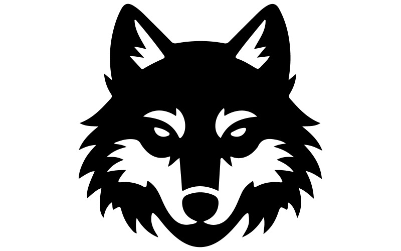 Ein minimalistisches Logo-Design eines Wolfskopfes