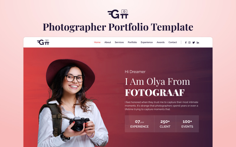 Fotograaf V1: modello di portfolio per fotografo premium