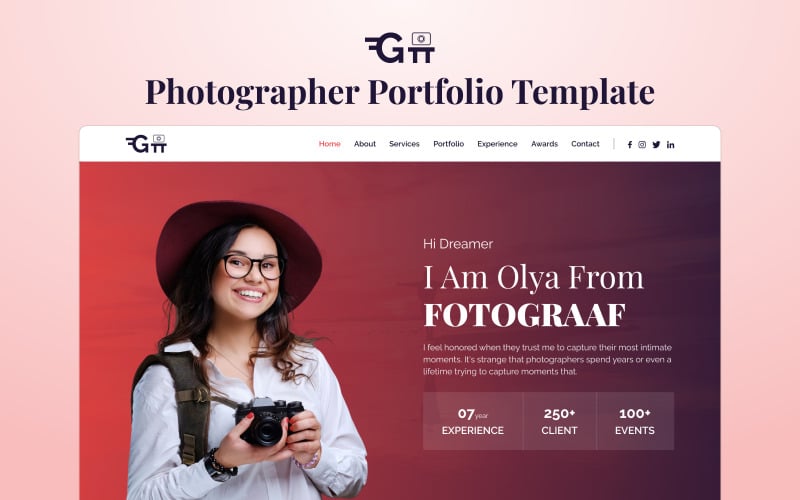Fotograaf V1: Premium fotograafportfoliosjabloon