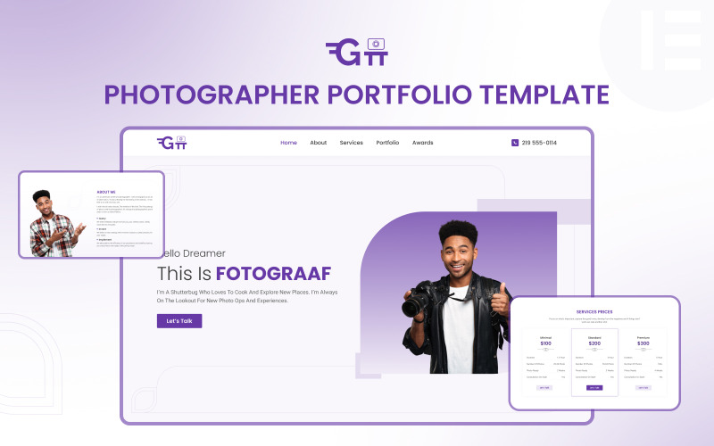 Fotograaf V2 - Modelo de Portfólio de Fotógrafo Elementor