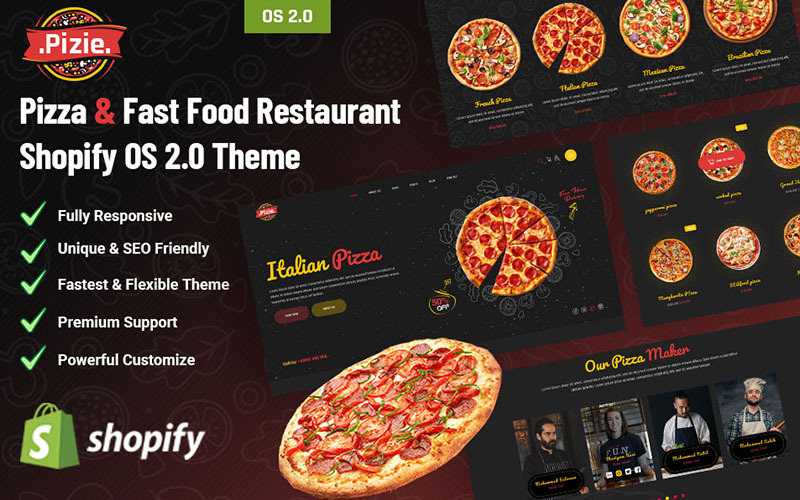 Pizie - Pizza & snabbmatsrestaurang Shopify OS 2.0-tema