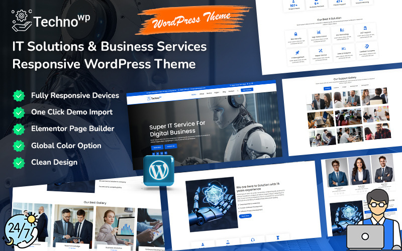 Technowp - Thème WordPress réactif pour solutions informatiques et services aux entreprises