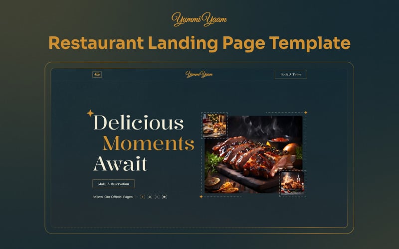 Yummiyaam - Шаблон сайта Elementor для одностраничного ресторана