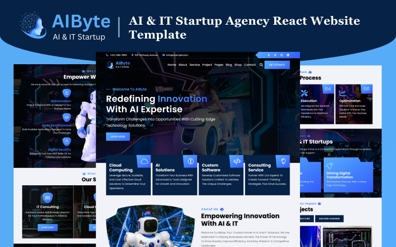 AIByte – React-Website-Vorlage für KI- und IT-Startup-Agenturen